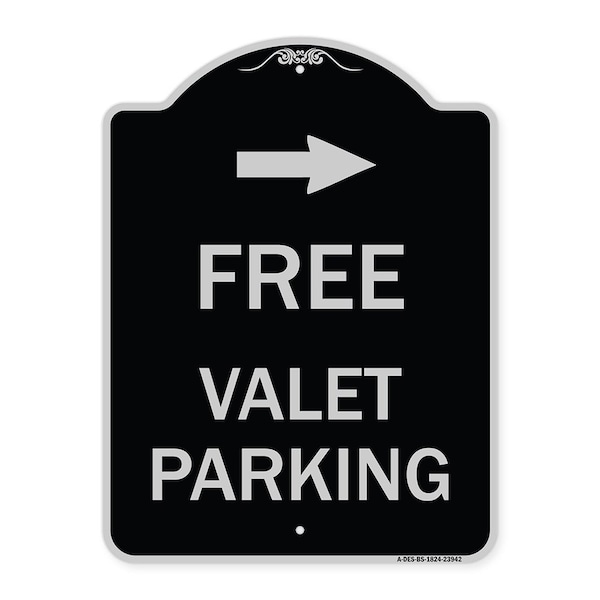 Signmission Free Valet Parking W/ Right Arrow Heavy-Gauge Aluminum Architectural Sign, 24" x 18", BS-1824-23942 A-DES-BS-1824-23942 - main